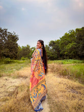 Mysore Silk Digital Print Yellow Saree With Unstiched Blouse Piece-MPHMS-17-YELLOW